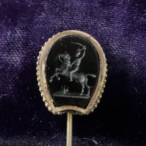 Antique Stick / Tie Pin with Roman Soldier on Horseback Intaglio